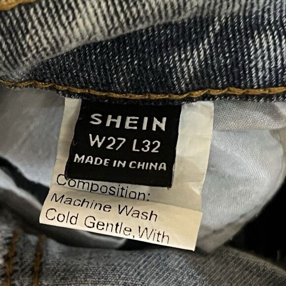 Shein Womens Size 27 Denim Blue Jean Corset Back Tie Up Straight Leg Jeans - Picture 5 of 5